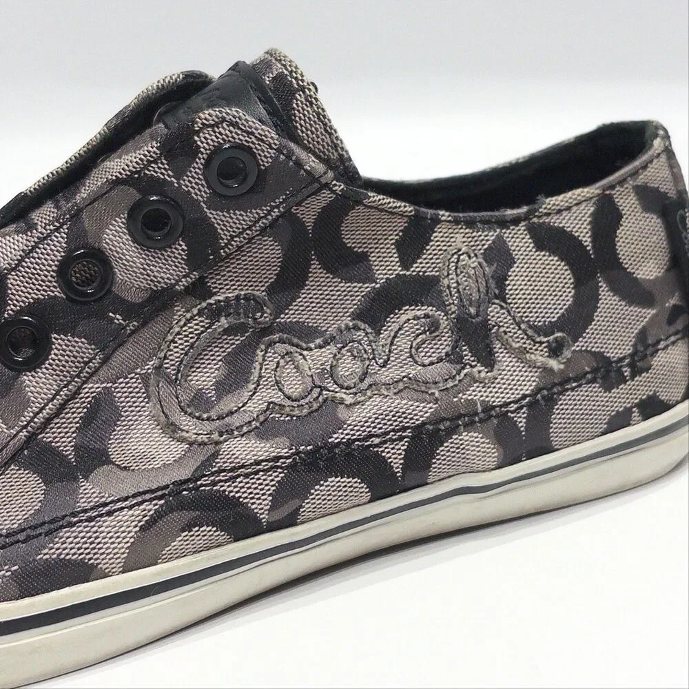 Coach Keeley Black & White Signature C Monogram Slip On Sneakers Women Size 7B